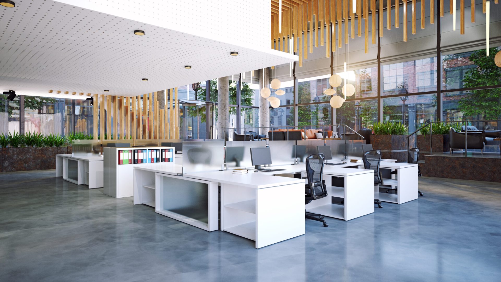 modern  office interior, 3d rendering business concept design